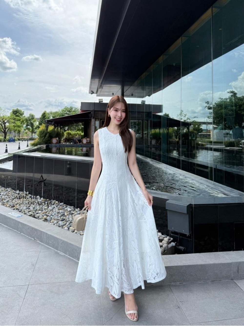White Lace Maxi Dress - Sleeveless A-Line